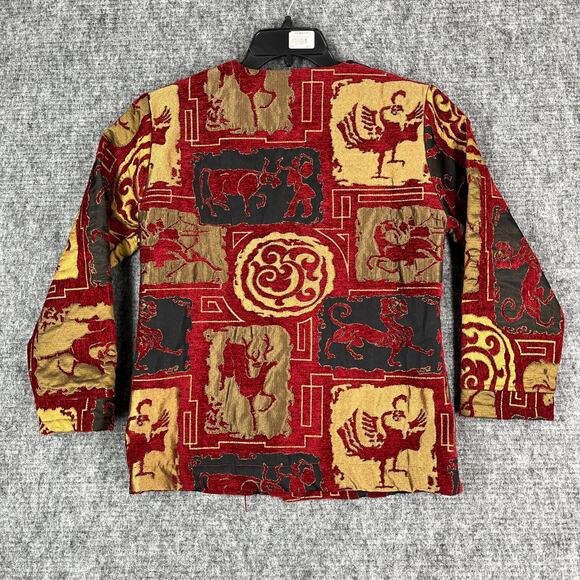 Midnight Velvet Jacket Womens Small‎ Astrology Signs Zodiac Asian Animals Red - Picture 2 of 10